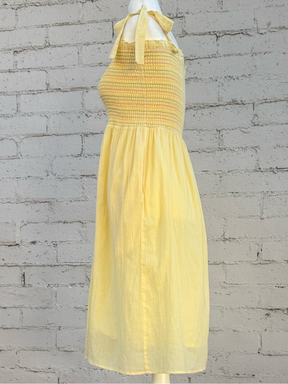 ModCloth Smocked Tie-Shoulder Midi Dress Yellow Size S - Picture 5 of 12